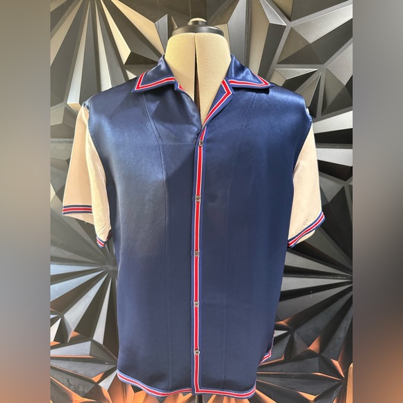 Gucci Navy and Beige Star Shirt IT50 - Picture 2 of 7
